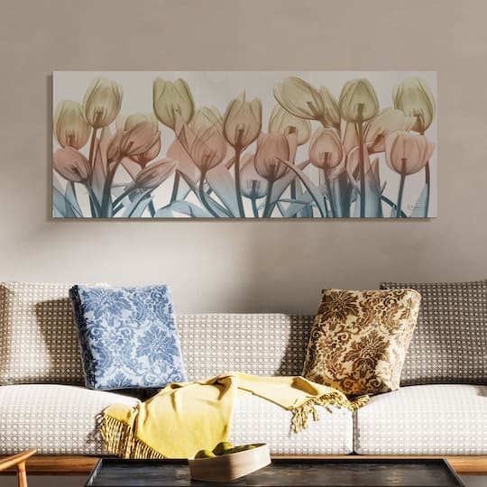 Empire Art Direct 24" x 63" Spring Blooms Frameless Free Floating Printed Tempered Glass Wall Art